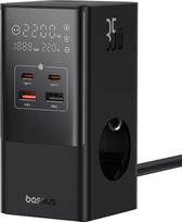 „Baseus“ 35 W USB-C daugiafunkcinis įkroviklis „GaN5“ su 3 lizdais ir jungikliu, 3 AC + 2 USB-C + 2 USB-A, nešiojamas PD įkroviklis, skirtas „MacBook“, „iPad“, „iPhone 15/14/13/12“, „Galaxy“, žaidimams, namams ir biurui