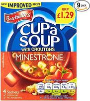 „Batchelors“ sriuba su skrudintais duonos kubeliais „Minestrone“ PMP, 4 vnt. pakuotė, 94 g (9 x 94 g)