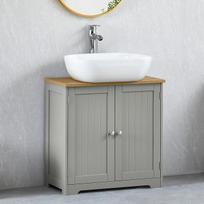 „Bath Vida“, pilkos spalvos „Priano“ praustuvės spintelė, atskirai stovinti daiktų laikymo spintelė, praustuvė iš medžio kompozito, pilkos spalvos, montuojama po kriaukle, vonios kambario spintelė