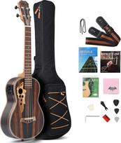 „Batking“ baritoninė elektrinė ukulelė, 30 colių „Backwood“ baritoninės ukulelės su reguliuojamu strypu, komplektą sudaro: gitaros dėklas, diržas, nailono stygos, elektroninis derintuvas, plektras, šakeris