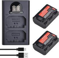 „Batmax“ 2 vnt. NP-FZ100 2650 mAh atsarginiai akumuliatoriai ir įkroviklis su C tipo jungtimi, skirti „Sony“ A7III, A7IV, A7RIII, ZV-E1, FX3, FX30, A7R3, A7R IV, A7C, A7S III, A9, A9R, A6600, ILCE 9M2, BC-QZ1
