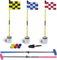 „Beach Game Golf“ puttavimo rinkinys, mini golfo aikštelė paplūdimio žaidimams | Žaidimas atoslūgio metu | Sode, su 3 vėliavėlėmis, 3 golfo vėliavų stiebais ir duobutėmis, 2 reguliuojamais putteriais, 6 kamuoliukais, nešimo krepšiu