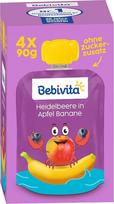 „Bebivita“ mėlynių su obuoliais ir bananais minkštieji maišeliai, 4 x 90 g