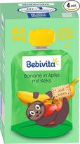 „Bebivita“ maišeliai su tyrėmis: bananai su obuoliais ir sausainiais, 4 x 90 g