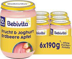 „Bebivita“ vaisių ir jogurto mišinys „Braškės su obuoliais“, 6 vnt. pakuotė (6 x 190 g)