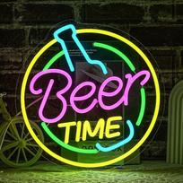 „Beer Time“ neono iškaba, baro LED iškaba, šviesos iškaba, alaus šviesos iškaba, spalvota neono šviesa, skirta barui, miegamajam, svetainei, virtuvei, prekybos centrui, interjero dekoravimui
