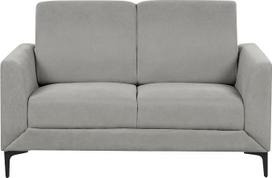 „Beliani Fenes“ dvivietė sofa su pilku audiniu apmušalu, stora sėdimoji pagalvė ir juodos metalinės kojelės