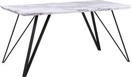„Beliani Glamour Molden“ valgomojo stalas, baltos spalvos marmuro imitacija, 150 x 80 cm, su juodu metaliniu rėmu