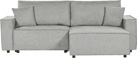 „Beliani Karila“ 3-vietė kampinė sofa, pilkos spalvos, kairioji, su šezlongu, miego funkcija ir daiktų laikymo erdve