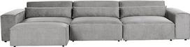 „Beliani Modul“ 3-vietė sofa iš audinio, pilkos spalvos, su porankiais, pufu ir 3 pagalvėlėmis, „Skandi Hellnar“