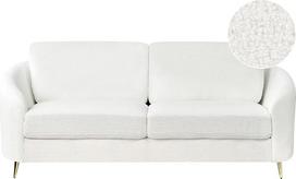 „Beliani“ „Bouclé“ trijų vietų sofa, balta, su porankiais, auksiniais kojelėmis, prašmatni, moderni, rožinė