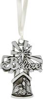 „Believe“ Kalėdų prakartėlės kryžius, antikvarinė Kalėdų eglutės dovana, sidabrinė, unikali prakartėlė, Šventosios šeimos kabinamasis papuošalas, 3 coliai