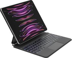 „Belkin Pro“ „iPad“ klaviatūros dėklas su magnetiniu laikikliu, apšviesta „Bluetooth“ klaviatūra, gestų valdymas per jutiklinį kilimėlį, „Apple Pencil“ laikiklis, aukščiausios kokybės oda, QWERTZ išdėstymas, multimedijos klavišai, skirtas „iPad Air“ 13 co