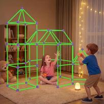 „besrey Creative Forts“ vaikų urvas, urvo konstravimo rinkinys, 133 vnt. | STEM konstravimo žaislas ir tamsoje šviečiantis sodo žaislas, žalios ir violetinės spalvos