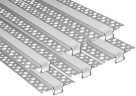 „Besseto“ LED gipso kartono profilis, 6 x 1 m aliuminio profilis juostiniams šviestuvams, aliuminio LED profilis gipso kartonui, juostinių šviestuvų difuzoriaus profilis sienoms ir luboms
