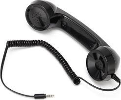 „Bewinner“ retro stiliaus telefono ragelis, retro stiliaus telefono ragelis su 3,5 mm jungtimi, tinkantis visiems išmaniesiems telefonams ir kompiuteriams, nešiojamas mobiliojo telefono ragelis, apsaugantis nuo spinduliavimo (juodas)