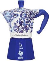 „Bialetti Dolce & Gabbana Mokka Express Blue Mediterraneo“ 6 puodelių talpos, skirta kaitinimui tiesiogiai ant ugnies (kavos aparatas, espreso virimo aparatas)