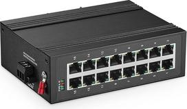 „Binardat“ 16 prievadų gigabito „Din Rail“ pramoninis Ethernet komutatorius, 16 prievadų 10/100/1000Mbps, be ventiliatoriaus, IP40, nevaldomas, „Plug and Play“