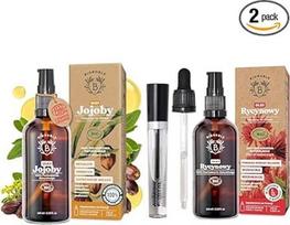 „Bionoble“ ekologiškas jojobos aliejus 100 ml ir ekologiškas ricinos aliejus 100 ml – blakstienoms, antakiams, plaukams, barzdai, nagams – veganiški ir nebandyti su gyvūnais – ricinos aliejus – stiklinis buteliukas + pipetė + pompa + tušo rinkinys