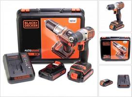 „Black+Decker Autosense“ akumuliatorinis gręžtuvas ASD18K – akumuliatorinis gręžtuvas su „Autoselect“ technologija ir LED darbo lempute, skirtas gręžti medį ir metalą bei įsukti varžtus – 1 vnt. akumuliatorinis atsuktuvas su ličio jonų baterija, 18 V, ASD