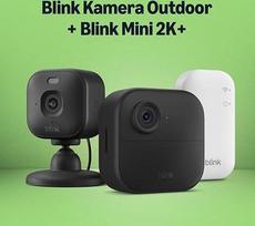 „Blink Outdoor 4“ kamera + „Blink Mini 2K+“ vidaus kamera (juoda), komplekte su „Sync Module Core“