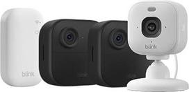 „Blink“ – lauko kamera „4“ + „Blink Mini 2K+“ (balta) (naujausios kartos) | Belaidė išmanioji HD apsaugos kamera, baterijos veikimo trukmė – dveji metai | 2 kamerų sistema su pridedamu sinchronizavimo moduliu „Core“ | IP65