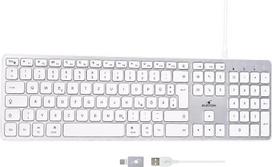 „Bluestork KB“ „Mac“ klaviatūra, skirta „Mac“, „MacBook“ ir „iPad“ įrenginiams, su USB-C ir USB-A jungtimis, QWERTZ (Vokietija) | Komplektuojama su USB-C ir USB-A kabeliu, tyli „Mac“ klaviatūra, balta, suderinama su „Mac“, „MacBook“ ir „iPad“ įrenginiais