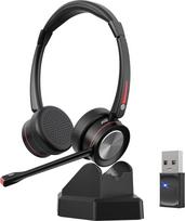 „Bluetooth“ ausinės su mikrofonu ir triukšmo slopinimu, belaidės ausinės su įkrovimo stotele ir USB raktu, garso išjungimo funkcija, 40 valandų pokalbių trukmė, belaidės kompiuterio ausinės, skirtos skambučių centrams, biurams, „Zoom“ ir „Teams“