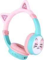 „Bluetooth“ ausinės vaikams, vaikų ausinės su laidu, mikrofonu, 85 dB garsumo riba, 3,5 mm lizdas, garso dalijimosi funkcija, ant ausų uždedamos berniukų ir mergaičių ausinės, skirtos planšetėms ir kelionėms