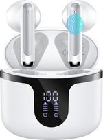 „Bluetooth“ ausinės, belaidės „Bluetooth 5.3“ ausinės su LED ekranu, 4 HD mikrofonais, 50 valandų veikimo trukmės ausinės su giliais baisais, IP7 atsparumo vandeniui belaidės ausinės, skirtos sportui ir darbui