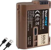 „Blumax“ baterija, suderinama su „Nikon“ EN-EL15 | – 2600 mAh – | EN-EL15c, EN-EL15b, EN-EL15a su USB Type-C įkrovimo jungtimi, skirta modeliams Z5, D850, D7500, Z8, Z7 II, Z6 III, Zf