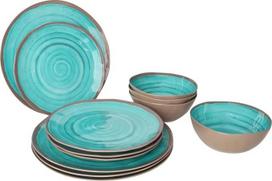 „Bo-Camp“ – Stalo indai – „Halo“ – 100 % melaminas – 12 vnt. rinkinys – „Aqua“/„Terracotta“