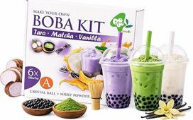 „Bobo4T“ burbulinio arbatos rinkinys A – pilnas rinkinys 6 gėrimams | Atskirai supakuoti, kad išliktų maksimalus šviežumas | Taro, vanilės ir „Matcha“ latte + rudųjų cukraus kristalų rutuliukai