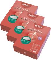 „bolsius Maxi XL“ žvakės „Clear Cup“ su permatomu korpusu, baltos spalvos, degimo trukmė – 8 valandos – 12 vnt. dėžutėje, pagamintos iš augalinio vaško, 8 val., dėžutė 12 (3 vnt. pakuotė)