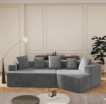 „Boneless Couch“, kampinė sofa su miego funkcija, sofa-lova, „Tailor Comfort“ audinio ir „Clouds“ derinio sofa, visiškai suspaustas paketas, modulinė sofa, nereikia surinkti (pilka)