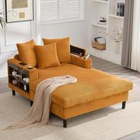 „Boneless Sofa & Cloud Couch“ – šezlongas, 300 kg, LED ir USB, daiktų laikymo erdvė ir gėrimų laikiklis, velvetas, vakuuminiu būdu supakuotas, skirtas svetainei, garstyčių geltonumo spalvos