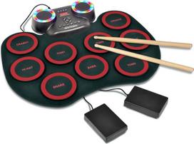 „Bontempi FlexBuddy“ lankstus elektroninis būgnas su 9 padas, „Rhythm and Fun“, 43,2 x 17,1 x 6,5 cm, juodos spalvos