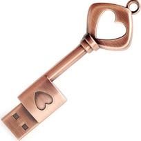 „BorlterClamp“ USB atmintinė – retro stiliaus metalinė širdelės formos raktelio formos atmintinė, 64GB