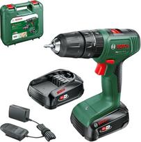 „Bosch EasyImpact 18V-40“ akumuliatorinis gręžtuvas (2 akumuliatoriai po 2,0 Ah, 18 voltų sistema, su nešiojimo dėklu)