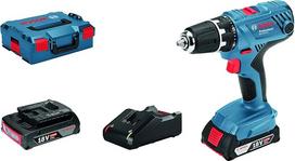 „Bosch Professional“ 18 V sistemos akumuliatorinis gręžtuvas GSR 18V-21 (maks. sukimo momentas: 55 Nm, komplekte su 2 vnt. 2,0 Ah akumuliatoriais, įkrovikliu GAL 18 V-20, „L-Boxx“ dėžėje)