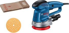 „Bosch Professional“ ekscentrinis šlifuoklis GEX 34-125 (komplekte: šlifavimo diskas – ⌀ 125 mm, šlifavimo popierius C470 medienai, dulkių surinkimo adapteris, popierinis dulkių maišelis)