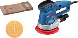 „Bosch Professional“ ekscentrinis šlifuoklis GEX 34-150 (komplekte: šlifavimo diskas, kurio skersmuo 150 mm, šlifavimo popierius C470, skirtas medžiui, siurbimo adapteris, popierinis dulkių maišas)