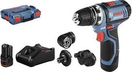 „Bosch Professional“ GSR 12V-15 FC akumuliatorinio suktuvo rinkinys su 2 vnt. 2,0 Ah akumuliatoriais, „L-Box“ dėžutėje