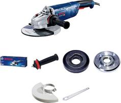 „Bosch Professional“ kampinis šlifuoklis GWS 24-230 P (2 400 W, su papildoma antivibracine rankena, tvirtinimo flanšu, fiksavimo veržle, apsauginiu gaubtu, dviejų skylių raktu, kartonine dėže)