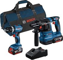„Bosch Professional“ komplektas GSB 18V-45 + GBH 18V-22 (įskaitant 2 vnt. 4,0 Ah akumuliatorius, įkroviklį GAL 18V-40, įdėtas į įrankių krepšį)