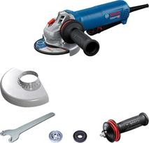 „Bosch PRO“ kampinis šlifuoklis GWS 12-125 P (diskų skersmuo: 125 mm, 1200 W, komplektą sudaro papildoma rankena su vibracijos slopinimo funkcija, apsauginis dangtelis ir dviejų skylių raktas)
