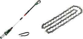 „Bosch UniversalChainPole 18“ akumuliatorinis genėjimo įrankis su kotu (be akumuliatoriaus, be dėžutės, 18 V sistema) ir namų bei sodo reikmenys F016800489 „Bosch“ atsarginė grandinė (skirta „UniversalChainPole 18“, blisterinėje pakuotėje)