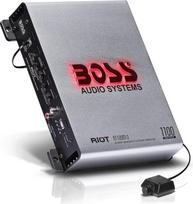 „BOSS Audio Systems“ R1100M-S „Riot“ serijos automobilių garso sistemos žemų dažnių garsiakalbių stiprintuvas – 1100 didelės galios, monoblokinis, A/B klasės, stabilus 2/4 omų režimu, žemo/aukšto lygio įėjimai, žemų dažnių kryžminis filtras, MOSFET, priju