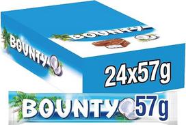 „Bounty“ šokolado batonėliai su kokosų pieniniu šokoladu, 24 vnt. pakuotė, 24 x 57 g | Švelniai tirpstantis pieninis šokoladas su skaniu kokosų įdaru – populiarus skanėstas, tinkamas biurui, dalijimuisi ar kaip
