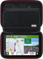 „BOVKE“ tvirtas navigacijos įrenginio dėklas, skirtas 6–7 colių „TomTom GO Classic 2nd/Lite/Advanced/Professional 2nd Generation/Expert Plus“ ir „Garmin DriveSmart 76/Camper 795“ modeliams, su papildoma vieta laidui, juodos spalvos + juodos spalvos